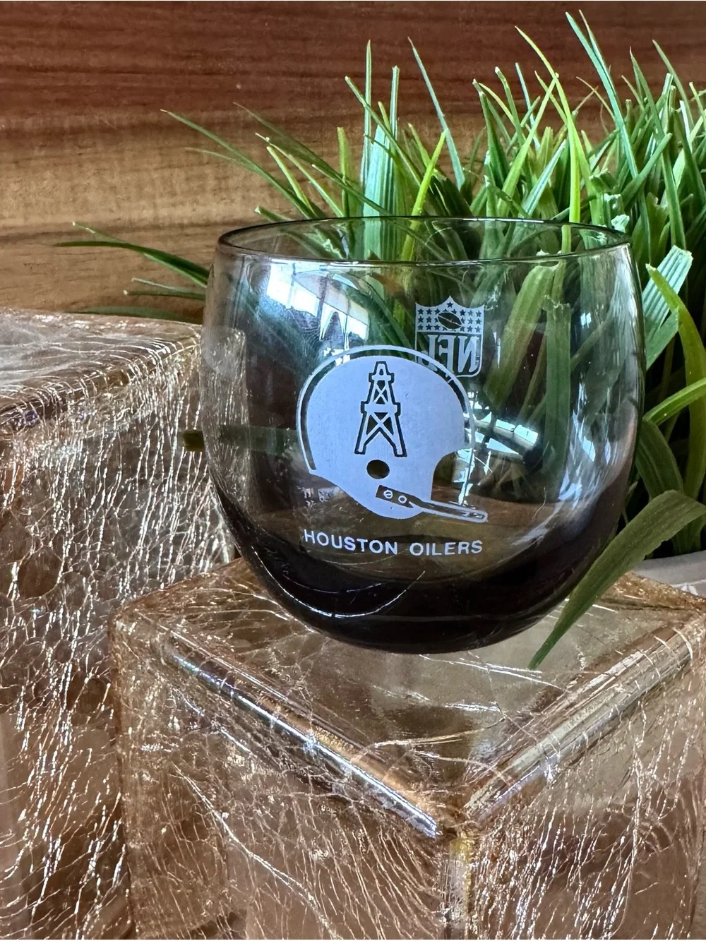 Houston Oilers Vintage 1970s Logo Stemless Roly Poly Rocks Glass - Clear/Smoked